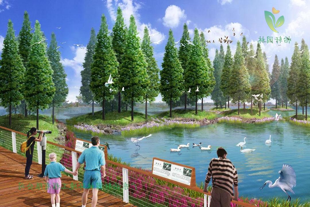 湖北荆州环长湖湿地公园绿化景观设计案例效果图